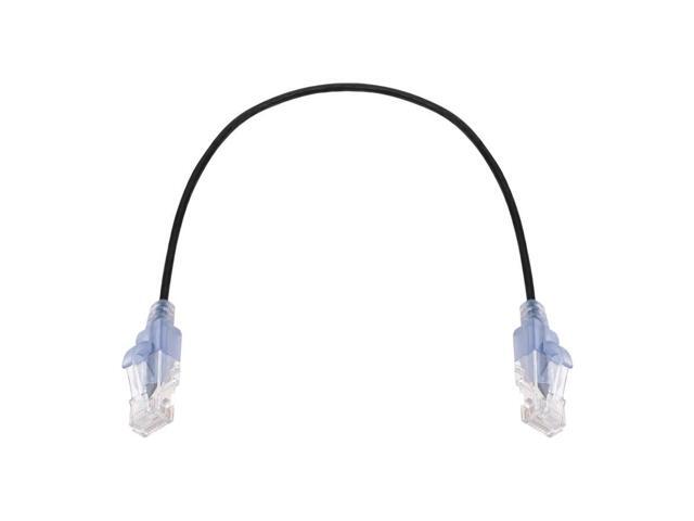 Monoprice SlimRun Cat6A Ethernet Patch Cable - Network Internet Cord - RJ45, 550Mhz, UTP, Pure Bare Copper Wire, 10G, 30AWG, 1ft, Black, 10-Pack