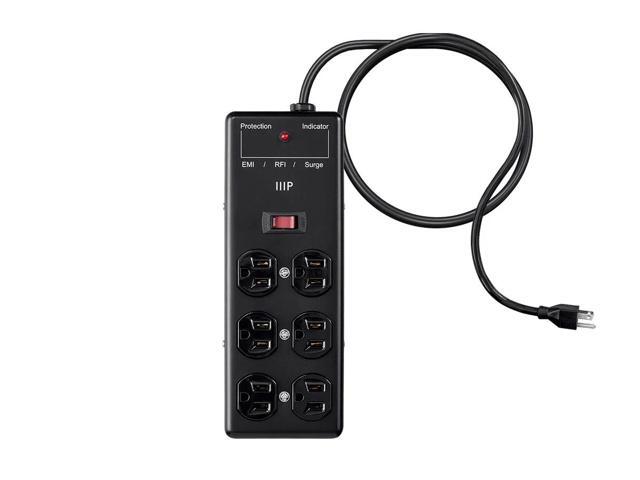 Monoprice Heavy Duty 6 Outlet Metal Surge Power Box - Black With 6 Feet Cord 540 Joules
