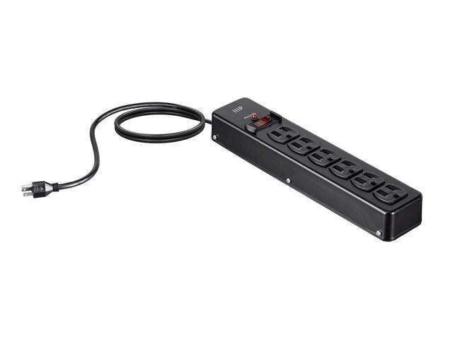 Monoprice Heavy Duty 6 Outlet Metal Surge Power Strip - Black With 6 Feet Cord 540 Joules