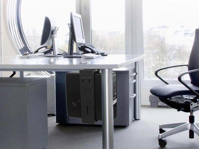 Monoprice Computer Case CPU Tower Holder, Adjustable Under Desk Mount With Rotating Mechanism, Designed For Use With Sit-Stand Desks - Workstream...