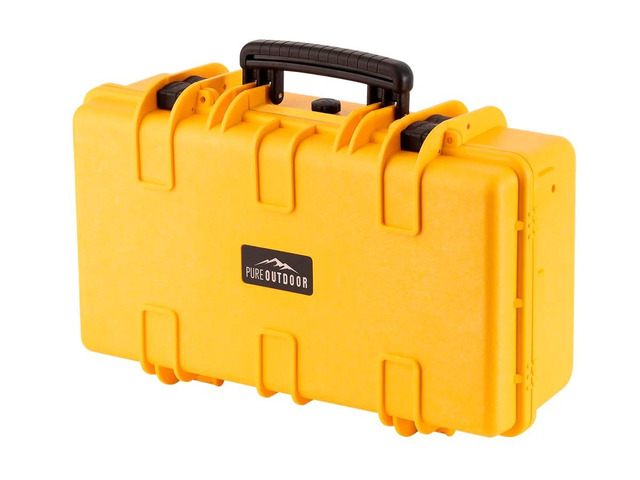 Monoprice Weatherproof Hard Case - 22in x 14in x 8in, Yellow With Customizable Foam, Shockproof, IP67