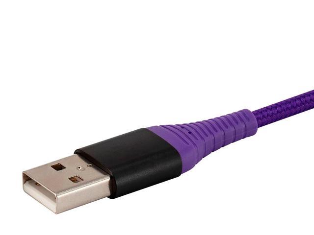 Monoprice USB 2.0 Micro B to Type A Charge and Sync Cable - 3 Feet - Purple, Durable, Kevlar-Reinforced Nylon-Braid - AtlasFlex Series