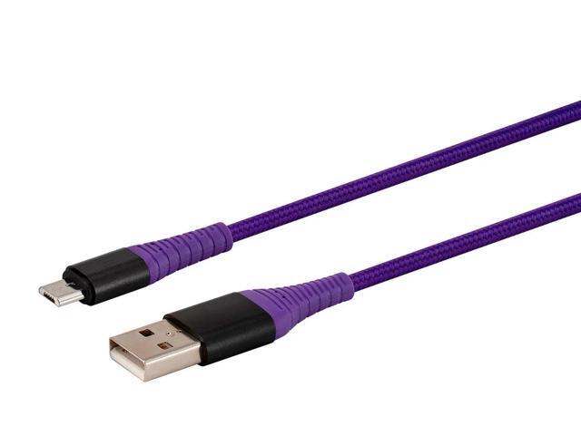 Monoprice USB 2.0 Micro B to Type A Charge and Sync Cable - 3 Feet - Purple, Durable, Kevlar-Reinforced Nylon-Braid - AtlasFlex Series