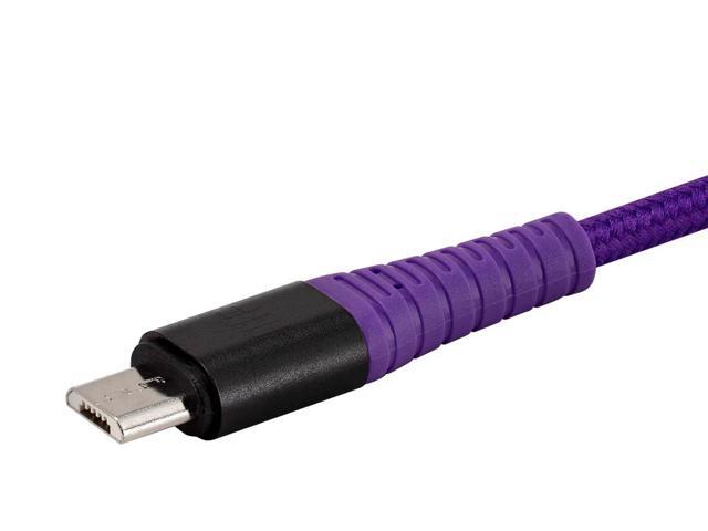 Monoprice USB 2.0 Micro B to Type A Charge and Sync Cable - 3 Feet - Purple, Durable, Kevlar-Reinforced Nylon-Braid - AtlasFlex Series