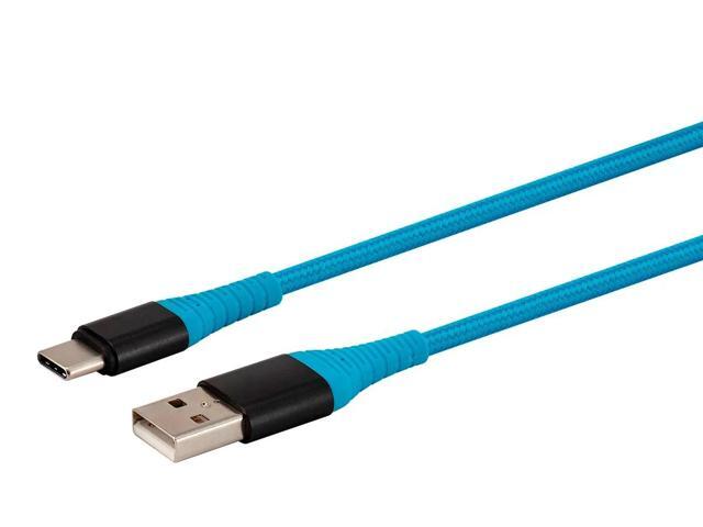 Monoprice Nylon Braided USB C to USB A 2.0 Cable - 6 Feet - Blue Type C, Durable, Fast Charge for Samsung Galaxy S10/ Note 8, LG V20 and -...