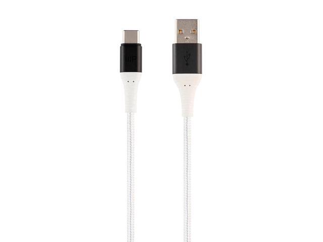 Monoprice Nylon Braided USB C to USB A 2.0 Cable - 6 Feet - White Type C, Durable, Fast Charge for Samsung Galaxy S10/ Note 8, LG V20 and -.