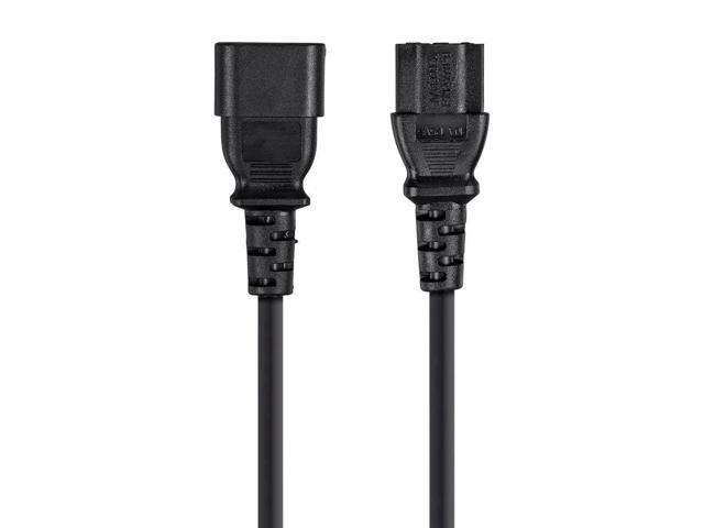 Monoprice Extension Cord - 3 Feet - Black (6 Pack) IEC 60320 C14 to IEC 60320 C13, 16AWG, 13A, SJT, For Powering Computers, Monitors