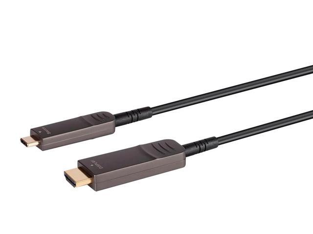 Monoprice USB 3.1 Type-C to HDMI Video Cable - 50 Feet - Black 4K@60Hz, Fiber Optic, AOC, Transmits Up To 100 Feet, Gold Plated Connectors -...