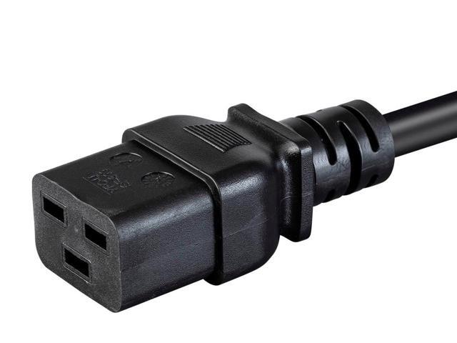 Monoprice 3-Prong Power Cord - 6 Feet - Black NEMA 5-15P to IEC 60320 C19, 14AWG, 15A, For Powering Computers, Servers, and Other Network Devices