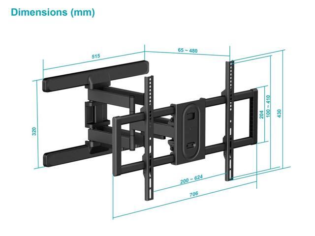 Monoprice Full-Motion Articulating TV Wall Mount Bracket for TVs 37in to 80in, Max Weight 99 lbs, Ext. from 1.6in to 18.7in, VESA Patterns 600X400
