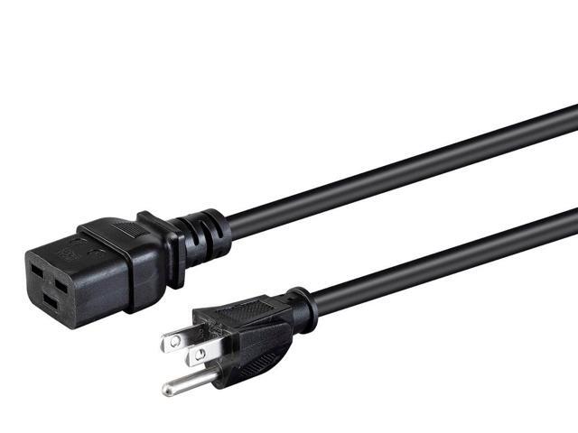 Monoprice Heavy Duty Computer Power Cord - 15 Feet - Black NEMA 5-15P to IEC 60320 C19, 14AWG, 15A, SJT, 125V, For Powering Computers, Servers