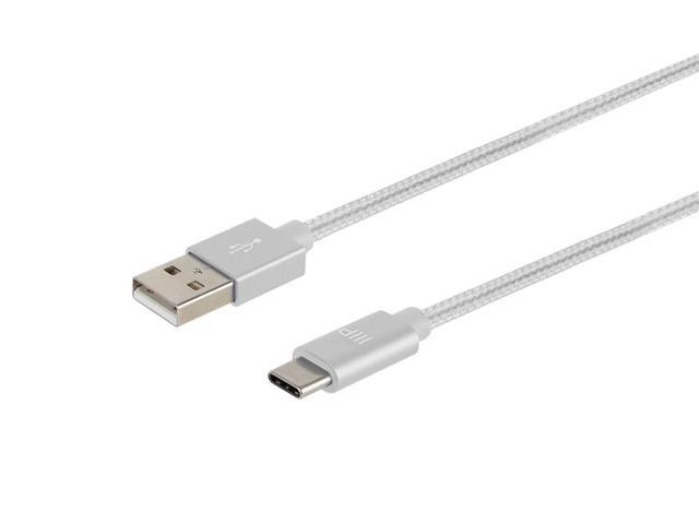 Monoprice Nylon Braided USB C to USB A 2.0 Cable - 6 Feet - White Type C, Fast Charging, Compatible With Samsung Galaxy S10/ Note 8, LG V20 and...