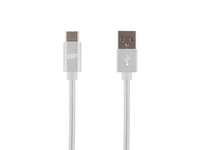 Monoprice Nylon Braided USB C to USB A 2.0 Cable - 6 Feet - White Type C, Fast Charging, Compatible With Samsung Galaxy S10/ Note 8, LG V20 and.
