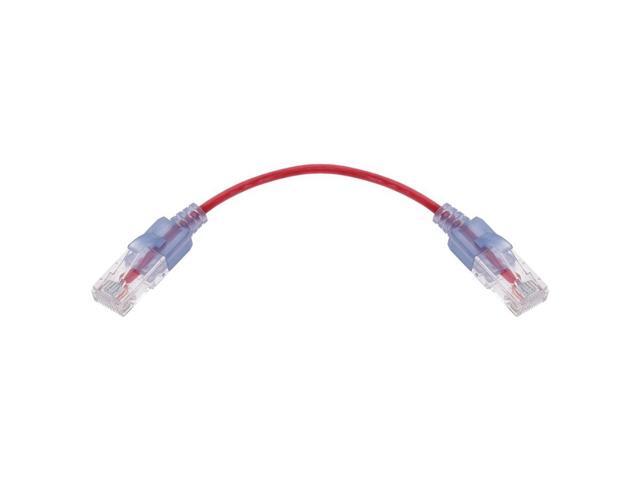 Monoprice SlimRun Cat6A Ethernet Patch Cable - Network Internet Cord - RJ45, Stranded, UTP, Pure Bare Copper Wire, 30AWG, 6in, Red, 10-Pack
