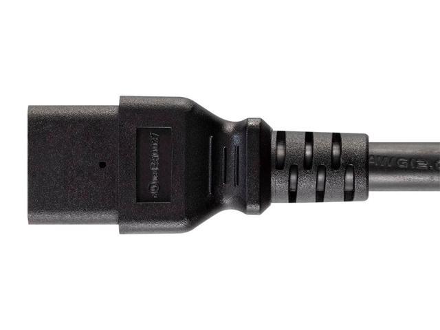 Monoprice Heavy Duty Extension Cord - 6 Feet - Black IEC 60320 C20 to IEC 60320 C21, For Powering Servers, Routers, & Other High-Output Network...
