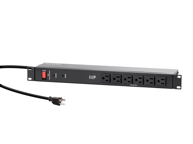 Monoprice 14 Outlet Metal 1U Rackmount Power Distribution Unit - 6 Feet Cord - Black 1050 Joules, Equipped with Circuit Breaker for Overload...