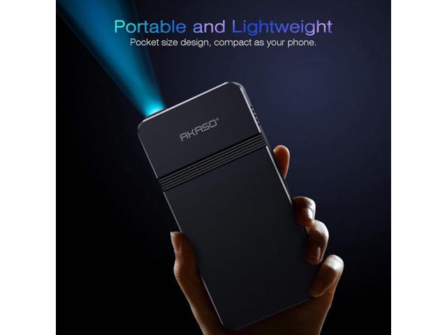 AKASO Mini Projector, Pocket-Sized DLP Portable Projector, 1080P Cookie Projector, Support HDMI WiFi Built-in Rechargeable Battery Stereo Speakers...