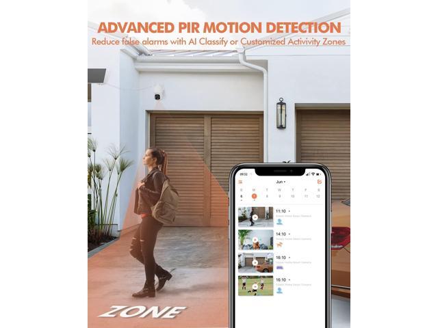 Dzees Solar Security Cameras Wireless Outdoor, 2K Battery Powered Security Camera, 360° PTZ Camera with Spotlight, Siren, Color Night Vision, AI...