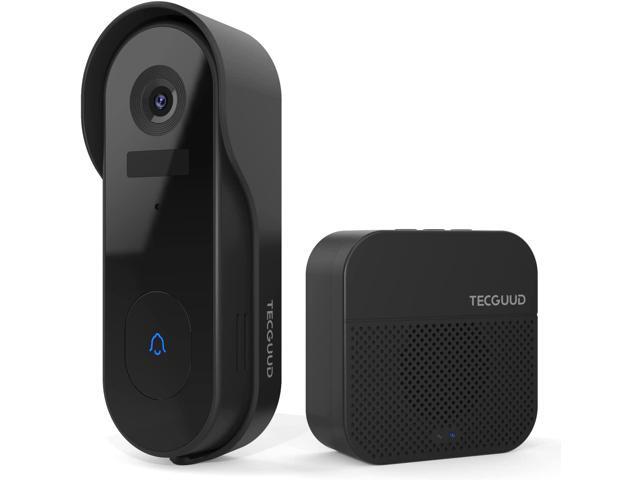 Wireless Video Doorbell Camera with Chime,TECGUUD 1080P Anti-Theft Battery Powered Door Bell Camera,2.4Ghz WiFi,2-Way Audio,AI Human Detection,IP65