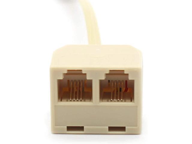 RJ11 Male to Dual Female 6P4C Splitter Connector Telephone Adapter Plug Cord Cable Male to 2 Female Converter Separator Cord for Landline (2 of Pack)