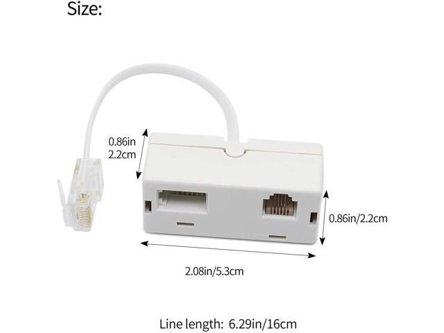 2 PACK RJ45 to BT RJ11 Secondary Telephone Splitter 2 Way Female to Male Adapter Converter Line Cables Telephone Plug Socket Connector Ethernet For...
