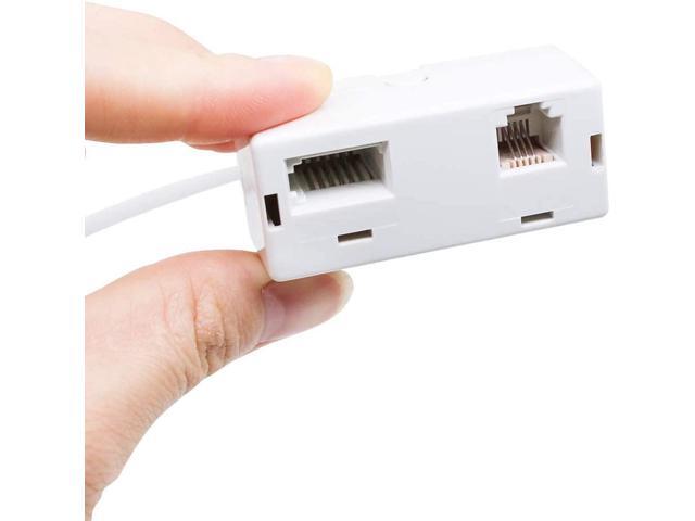 2 PACK RJ45 to BT RJ11 Secondary Telephone Splitter 2 Way Female to Male Adapter Converter Line Cables Telephone Plug Socket Connector Ethernet For...