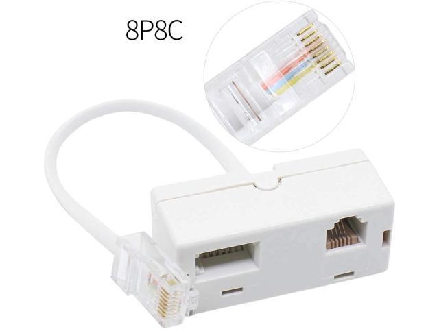 2 PACK RJ45 to BT RJ11 Secondary Telephone Splitter 2 Way Female to Male Adapter Converter Line Cables Telephone Plug Socket Connector Ethernet For...