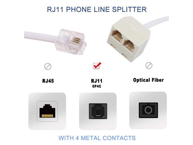 Telephone Splitters - RJ11 6P4C Two Way 1 Male to 2 Female Outlet Ports Socket Phone Line Converter Cable Wall Adapter Separator for Landline and...