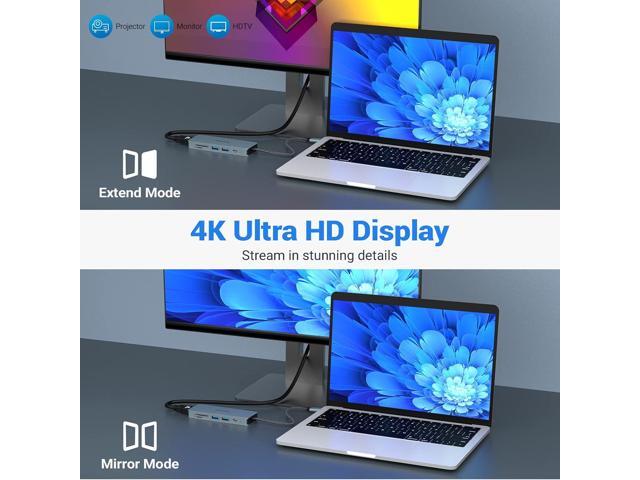 USB C Docking Station, USB C Hub, 10 in 1 USB C Docking Station con HDMI 4K, 2 USB 3.0, 2 USB 2.0, USB C, 100W PD, Audio, SD/TF Compatible con...