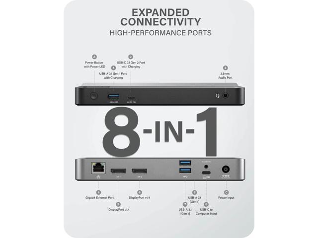 ALOGIC Dual 4K Display Universal Docking Station DX2 with 65W Laptop Compatible with Mac and Windows, 2x4K@60Hz DisplayPort,1xUSB-C 10G (with Fast...
