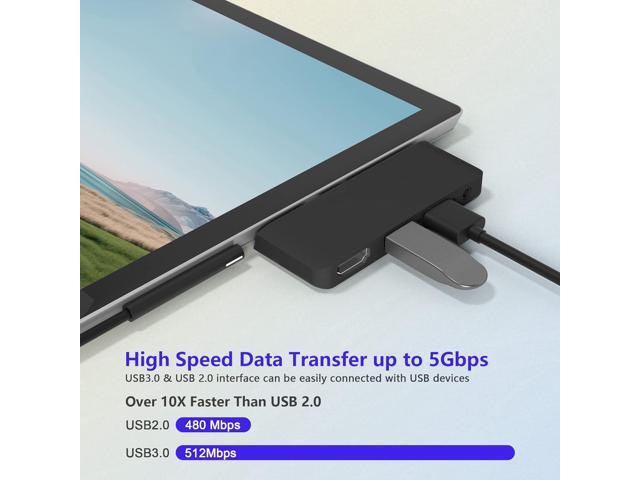 Surface Go 3 Docking Station, 4 in 1 Microsoft Surface Go 3 Accessories with 4K HDMI + USB 3.0 Port Hub + 3.5mm Audio Adapter, USB Adapter for...