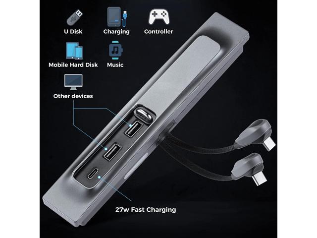 Tesla USB Hub, COSYOO 3 in 1 Docking Station USB Hub for Tesla Model 3 Model Y - Extension Cable Charger Multi-Port HUB Adapter with LED Light