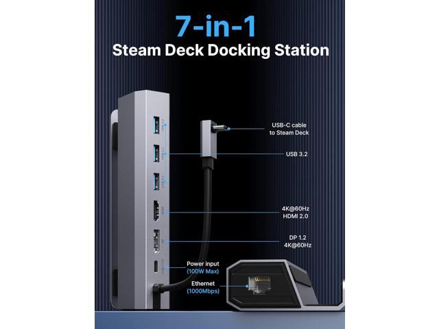 JSAUX Docking Station for Steam Deck/Rog Ally, 7-in-1 Steam Deck Dock with HDMI 4K@60Hz, DisplayPort, Gigabit Ethernet, 3 USB-A 3.0 and USB-C...