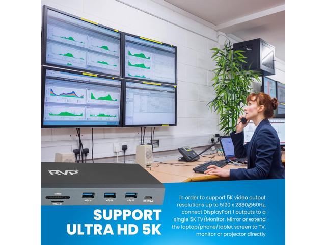 RVP+ Docking Station, 14-in-1, Dual-Display Monitors- 4K HDMI (2X) & DisplayPort (2X), 5Gbps USB-C-A Data Transfer(3X), 100W Laptop-Charging,...