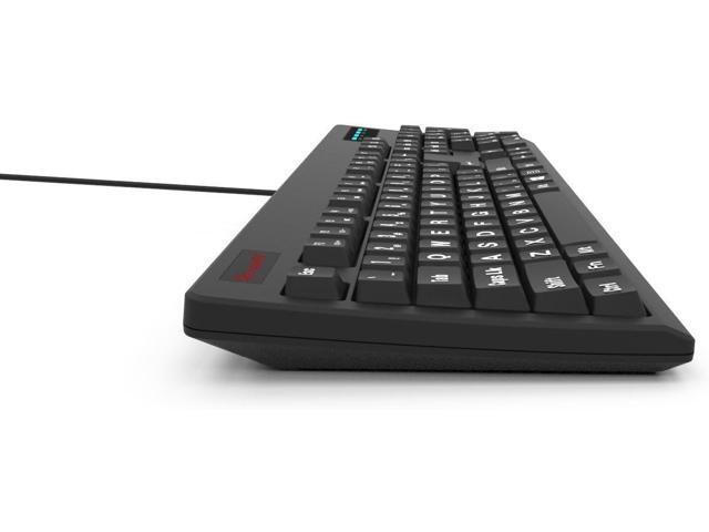 New 104-Key Large Print USB Wired 7ft, Spill-Resistant, Sleek Black, Durable Keyboard for Laptop, Mac, TV, and Computer (Black)
