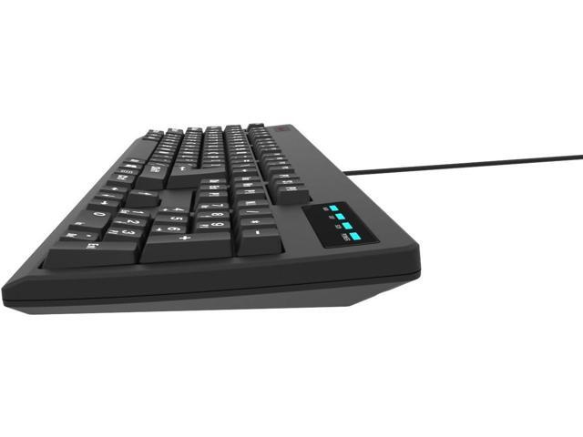 New 104-Key Large Print USB Wired 7ft, Spill-Resistant, Sleek Black, Durable Keyboard for Laptop, Mac, TV, and Computer (Black)
