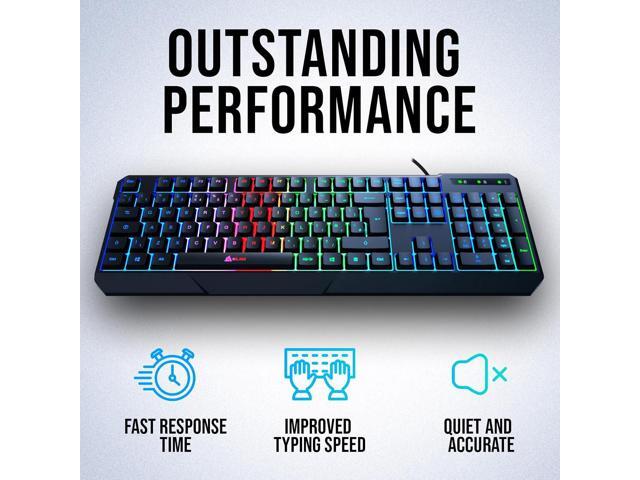 KLIM Chroma USB RGB Gaming Keyboard, Wired PC Computer Keyboard, Membrane, Waterproof Durable, 2 ms Response, PS4/PS5 & Mac Compatible