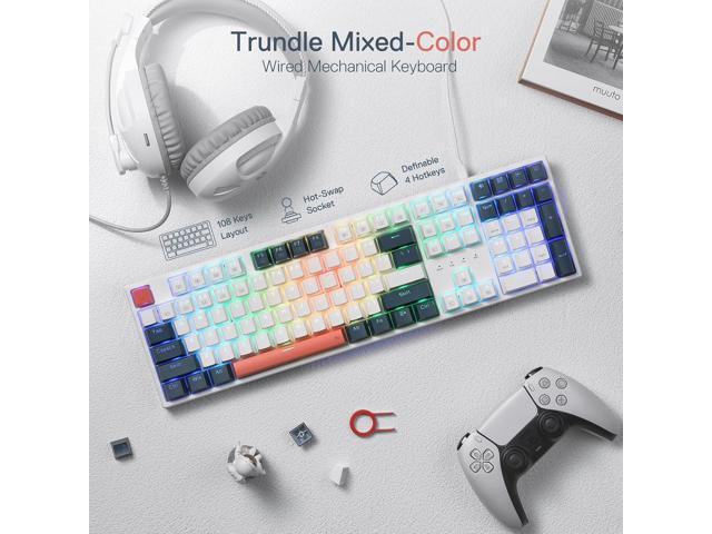 K668 RGB Gaming Keyboard, 104 Keys + Extra 4 Hotkeys Wired Mechanical Keyboard w/Sound Absorbing Foams, Upgraded Hot-swappable Socket, Mixed Color...