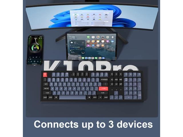 Keychron K10 Pro QMK/VIA Custom Wireless Mechanical Keyboard, Hot-Swappable Full Size 108 Keys Programmable RGB LED Backlit Red Switch,...