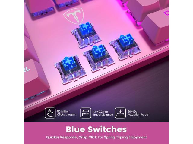 RisoPhy Mechanical Gaming Keyboard, RGB 104 Keys Ultra-Slim Backlit USB Wired Keyboard with Blue Switch, Durable ABS...