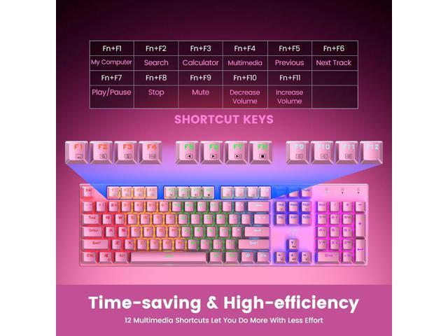 RisoPhy Mechanical Gaming Keyboard, RGB 104 Keys Ultra-Slim Backlit USB Wired Keyboard with Blue Switch, Durable ABS...