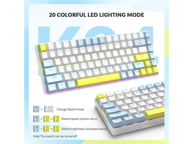 LexonElec RK-84 Portable Mechanical Gaming Keyboard,Rainbow LED Backlit Compact 84 Keys Mini Wired Office Keyboard with Red Switch for Windows...