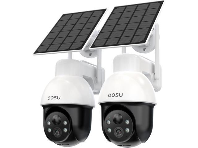 AOSU 3K/5MP Solar Security Cameras System Wireless Outdoor, Battery Powered WiFi Camera for Home Security, Panoramic PTZ, Auto Tracking,.