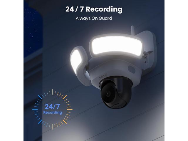 AOSU Floodlight Camera Wired, 3K UHD Security Camera Outdoor, 360° Coverage Surveillance, 24/7 Recording, Motion Detection, 2600-Lumen...