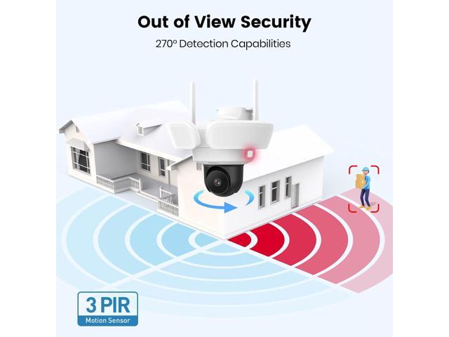 AOSU Floodlight Camera Wired, 3K UHD Security Camera Outdoor, 360° Coverage Surveillance, 24/7 Recording, Motion Detection, 2600-Lumen...