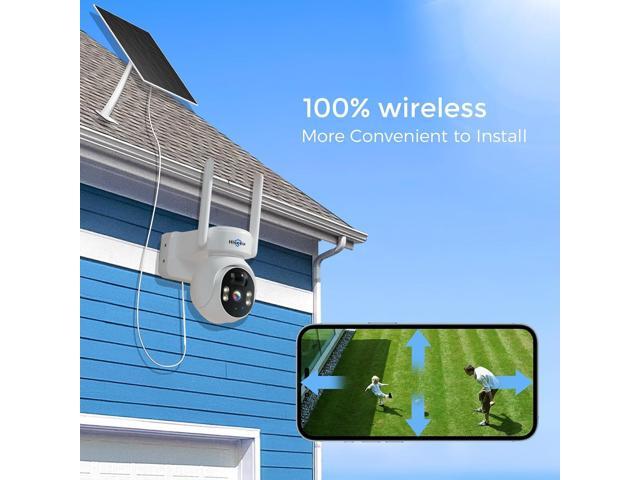 Hiseeu Solar Camera, 4MP 100% Wireless WiFi Camera Outdoor, Humanoid Detection, PTZ 360° View, Color Night Vision, IP66 Waterproof, 2-Way Audio,...
