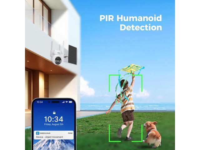 Hiseeu Solar Camera, 4MP 100% Wireless WiFi Camera Outdoor, Humanoid Detection, PTZ 360° View, Color Night Vision, IP66 Waterproof, 2-Way Audio,...
