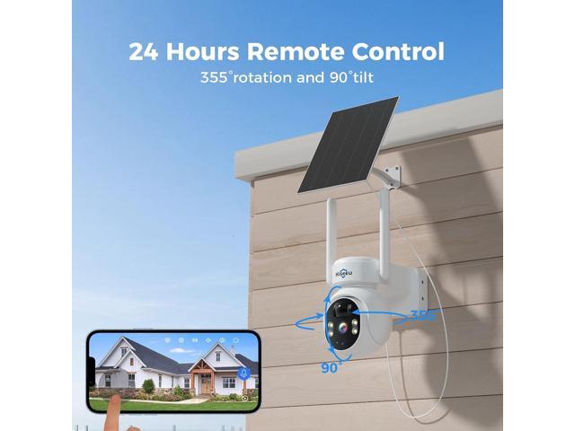 Hiseeu Solar Camera, 4MP 100% Wireless WiFi Camera Outdoor, Humanoid Detection, PTZ 360° View, Color Night Vision, IP66 Waterproof, 2-Way Audio,...