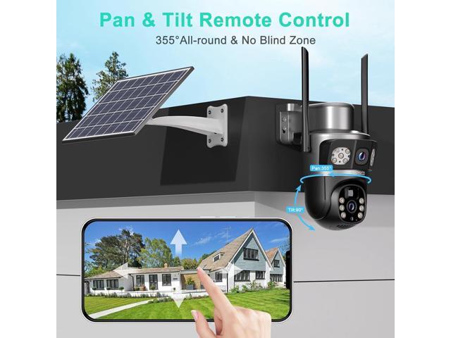SANSCO 2K 4MP Dual-Lens Solar Security Camera Wireless Outdoor, Battery Powered PTZ Camera for Home Security, Color Night Vision, 2-Way Audio, PIR...