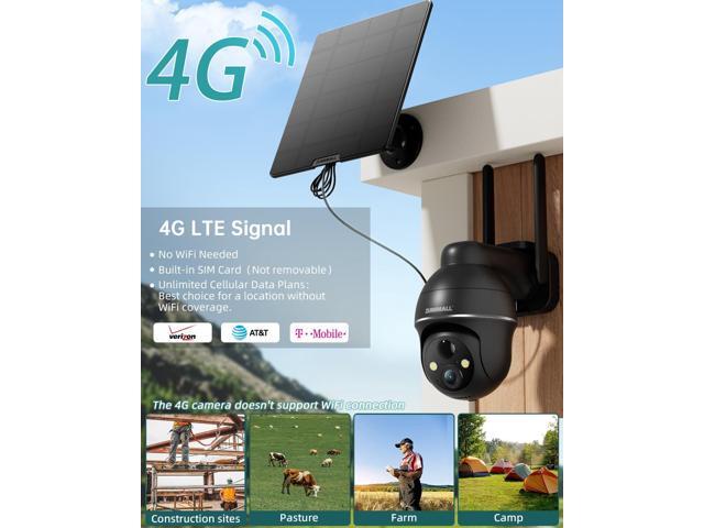 ZUMIMALL 4G LTE Cellular Solar Security Cameras Wireless Outdoor, 3MP No WiFi Cameras for Home Security, 360° Live View, 2K Color Night Vision, PIR...
